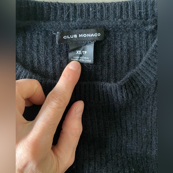 Club Monaco XS Black Ivory Wool Angora Blend Sweater Back Ruffle Detail - Picture 4 of 4